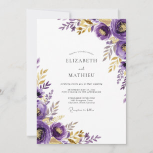 Invitation Mariage Botanique Lustré Violet