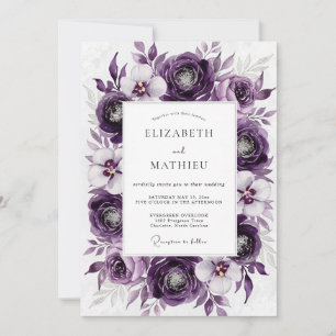 Invitation Mariage botanique luxueux violet