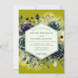 Invitation Mariage botanique luxuriant Chartreuse
