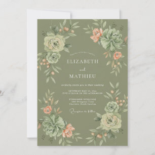 Invitation Mariage Botanique Luxuriant Vert Olive