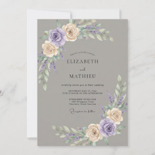 Invitation Mariage Botanique Lyrique Taupe