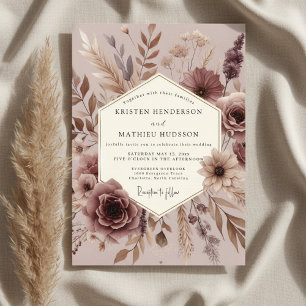 Invitation Mariage Botanique Mauve Automnal