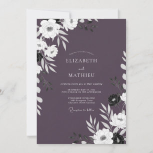 Invitation Mariage Botanique Mauve Chic de Soirée