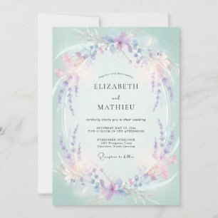 Invitation Mariage Botanique Menthe Pervenche Wisteria