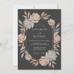 Invitation Mariage Botanique Métallisé Rose Gold