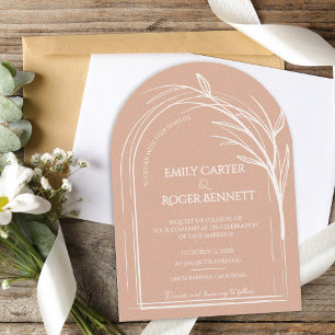 Invitation Mariage Botanique Minimaliste à l'Arche Rose Pouss