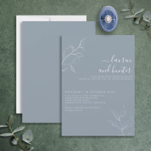 Mariage botanique moderne Dusty Blue Script Invita
