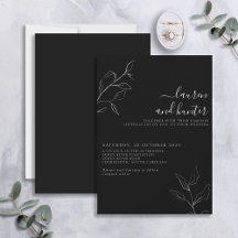 Mariage botanique moderne noir blanc Script