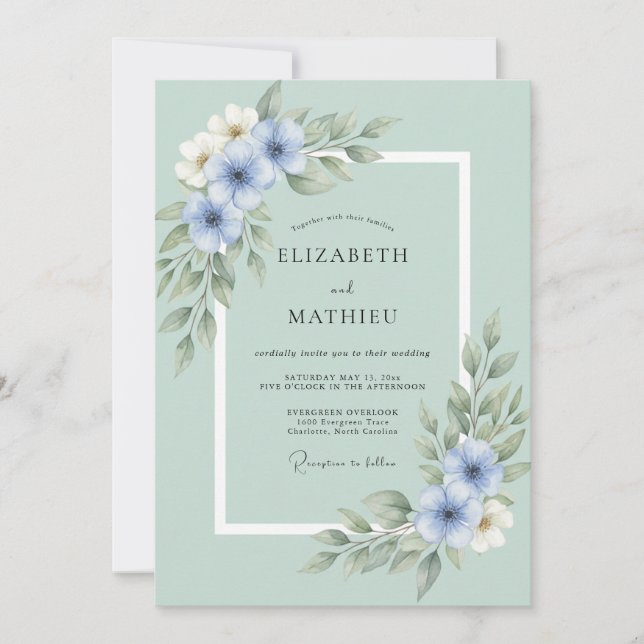 Invitation Mariage Botanique Mousse de Mer (Devant)