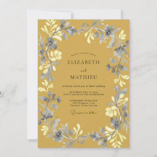 Invitation Mariage Botanique Ochracé Dans Un Style Pictural