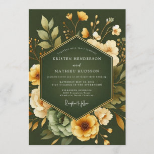 Invitation Mariage Botanique Olives Verts et Sombres