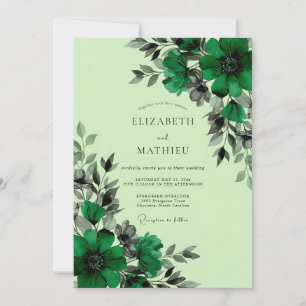 Invitation Mariage botanique opulent vert émeraude