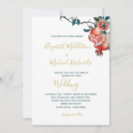 Invitation Mariage Botanique Or Élégante Grenade Moderne
