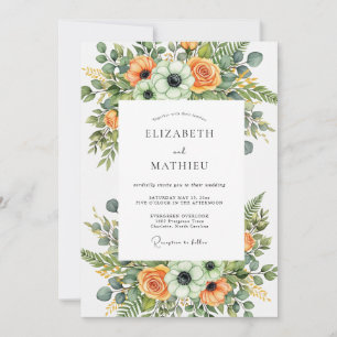 Invitation Mariage Botanique Orange Luxuriant