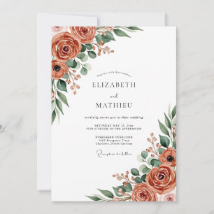 Invitation Mariage Botanique Orange Rouille Gracieux