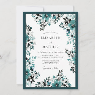 Invitation Mariage Botanique Orné de Teal