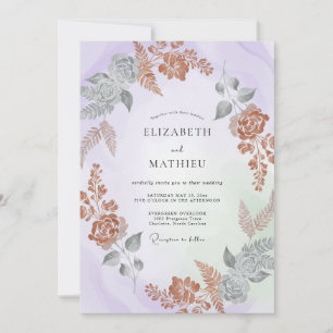 Invitation Mariage Botanique Pailleté de Lavande