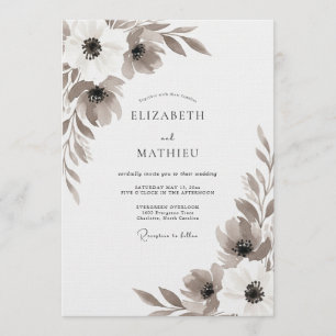 Invitation Mariage botanique peintre sépia