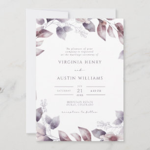 Invitation Mariage botanique pourpre