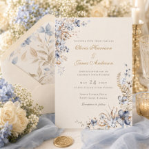 Mariage botanique poussiéreux bleu champagne ivoir