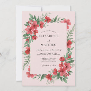Invitation Mariage Botanique Printanier Luxuriant Rose Pâle