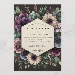 Invitation Mariage botanique prune Moody