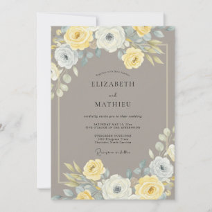 Invitation Mariage Botanique Raffiné Jaune