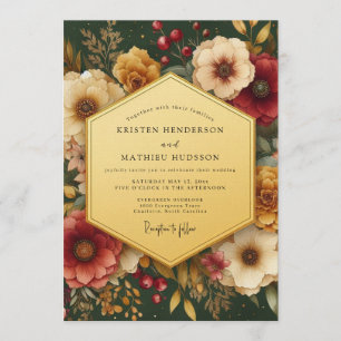 Invitation Mariage botanique riche d'émeraude
