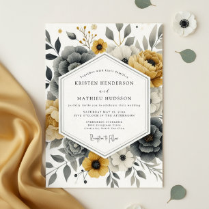 Invitation Mariage Botanique Romance Jaune de Moutarde