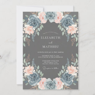 Invitation Mariage Botanique Romantique au Charbon