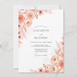 Invitation Mariage Botanique Romantique d'Abricot de Printemp