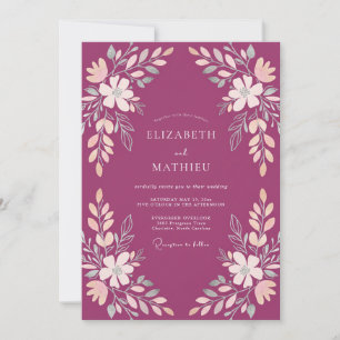 Invitation Mariage Botanique Romantique Magenta Soft