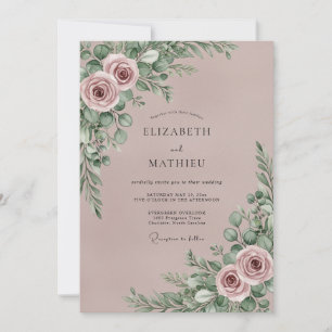 Invitation Mariage Botanique Romantique Mauve