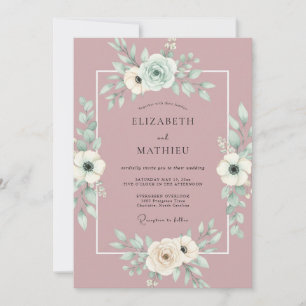 Invitation Mariage Botanique Romantique Mauve Poussiéreux