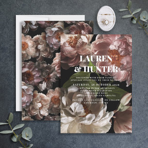 Invitation Mariage botanique rose foncé moderne en