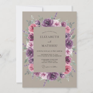 Invitation Mariage Botanique Rose Plum