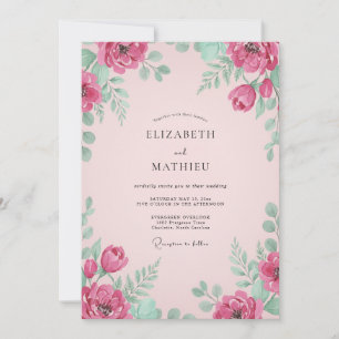 Invitation Mariage Botanique Rose Radieux
