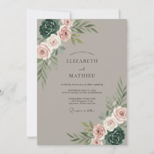 Invitation Mariage Botanique Rose Taupe Blush