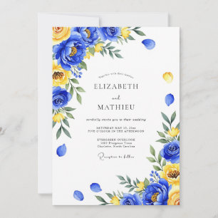 Invitation Mariage Botanique Royale Bleu Tableaux