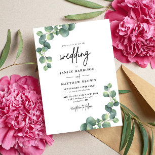 Invitation Mariage Botanique Rustique au Feuillage d'Eucalypt