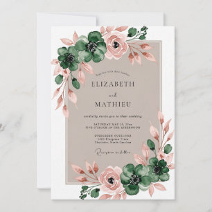 Invitation Mariage Botanique Seduisant Vert Emeraude
