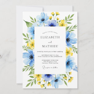 Invitation Mariage Botanique Sérénité Bleu Ciel