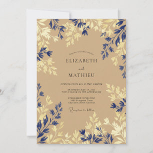 Invitation Mariage Botanique Sérénité Bleu Marine