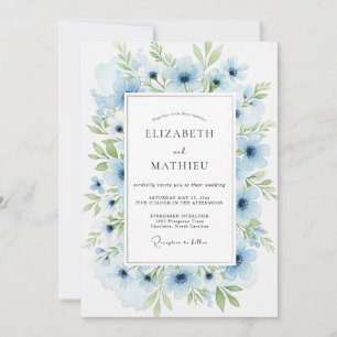 Invitation Mariage Botanique Sérénité Bleu Poudre