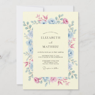 Invitation Mariage Botanique Sérénité Jaune Pâle