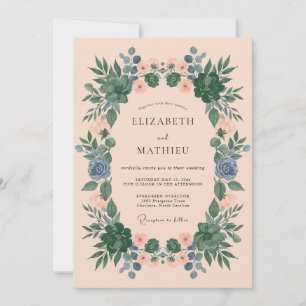 Invitation Mariage Botanique Sérénité Pêche