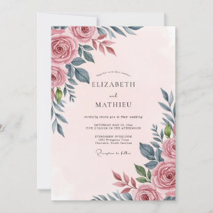 Invitation Mariage Botanique Sérénité Rose Tendre