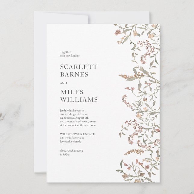 Invitation Mariage botanique simple (Devant)