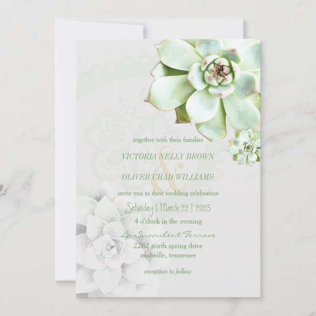 Invitation Mariage botanique Succulent moderne (Devant)