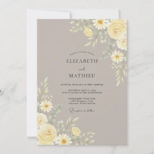 Invitation Mariage Botanique Taupe Assourdi